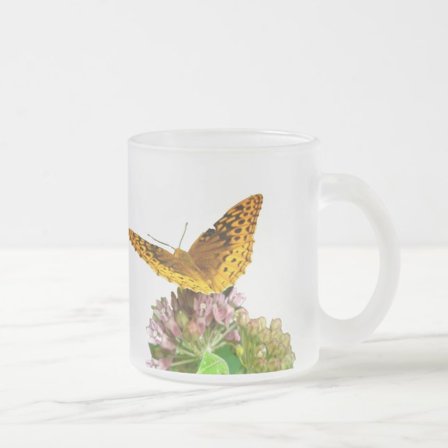 Caneca De Café Vidro Jateado Borboleta Fritilar com excelente girada em Milkwee (Direita)