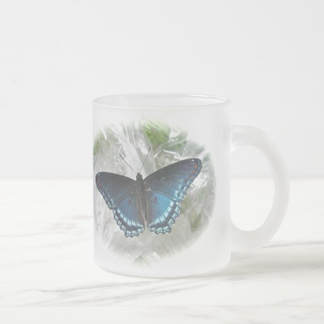 Caneca De Café Vidro Jateado Borboleta Roxa Vermelha (Direita)