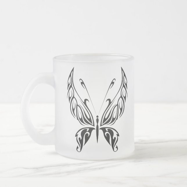 Caneca De Café Vidro Jateado Borboleta Silhouette Mug (Esquerda)