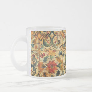 Caneca De Café Vidro Jateado Botânica de idade do ouro