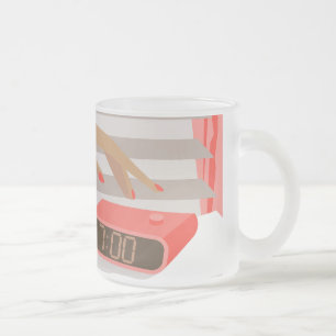 Caneca De Café Vidro Jateado Botão de snooze do despertador da mão das mulheres