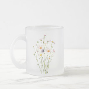 Caneca De Café Vidro Jateado Bouquet de aquarela de flores silvestres