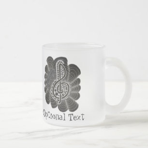 Caneca De Café Vidro Jateado Branca Estilizada em Black Treble Clef Music Doodl