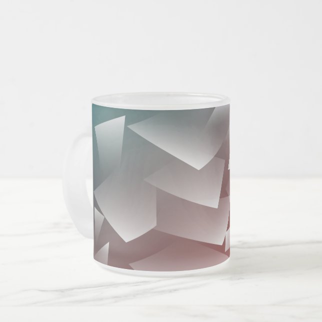 Caneca De Café Vidro Jateado branco quebrado com burgundy teal (Frente Esquerda)