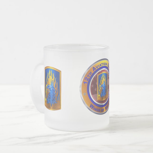 Caneca De Café Vidro Jateado Brigada de Aviação de Combate 12 (Frente Esquerda)
