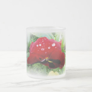 Caneca De Café Vidro Jateado Bright Red Pansy