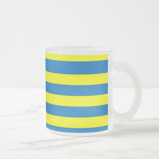 Caneca De Café Vidro Jateado Bright Yellow and Blue Stripes (Direita)