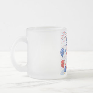 Caneca De Café Vidro Jateado Brilho & Sorriso Neste 4 de Julho Kawaii Fofo