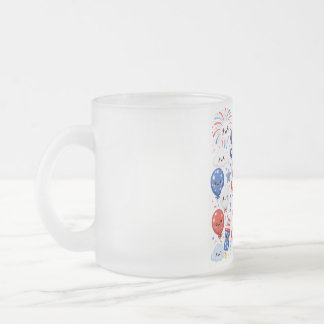 Caneca De Café Vidro Jateado Brilho & Sorriso Neste 4 de Julho Kawaii Fofo