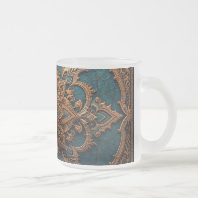 Caneca De Café Vidro Jateado Brown-Aqua Elegance (Direita)
