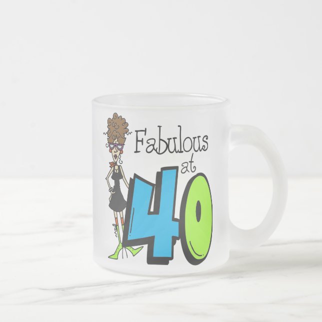 Caneca De Café Vidro Jateado Brunette Fabulous aos 40 anos (Direita)