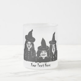 Caneca De Café Vidro Jateado bruxas pretas engraçadas assustadoras e assustador