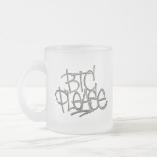 Caneca De Café Vidro Jateado "BTC Por Favor" (Branco)