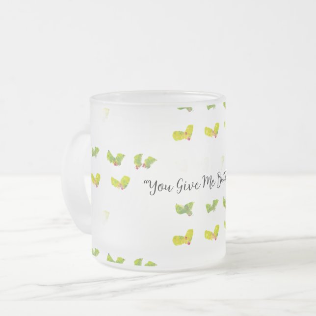 Caneca De Café Vidro Jateado Butterflies (Frente Esquerda)