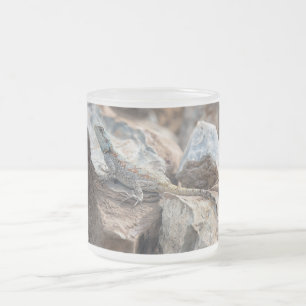 Caneca De Café Vidro Jateado Cabeça azul de Agama