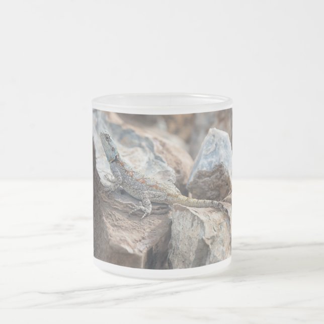 Caneca De Café Vidro Jateado Cabeça azul de Agama (Centro)