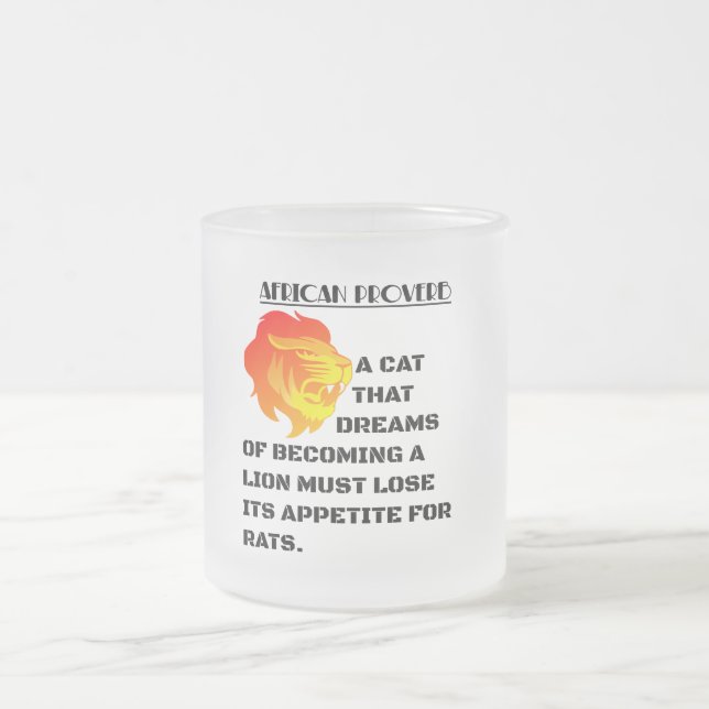 Caneca De Café Vidro Jateado Cabeça de Leão Rugindo (Centro)