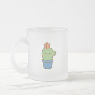 Caneca De Café Vidro Jateado Cacto Whimsical