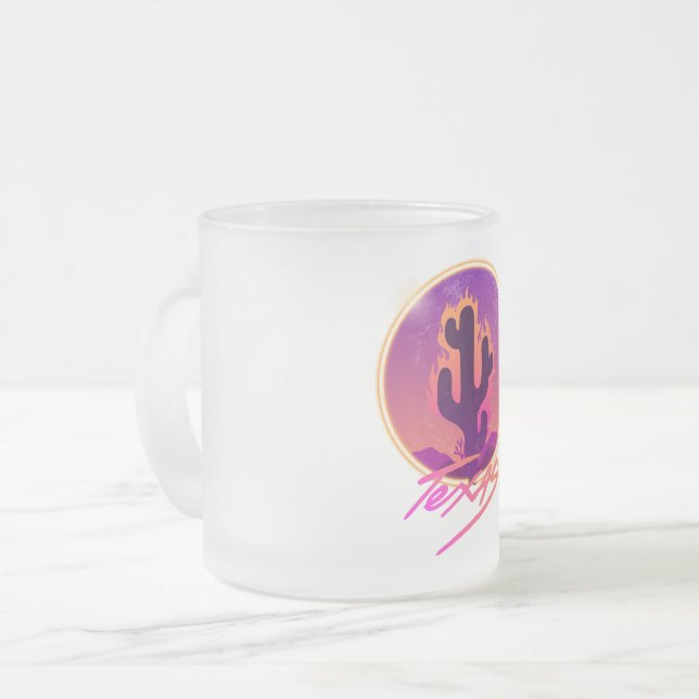 CANECA DE CAFÉ VIDRO JATEADO CACTUS SUNSET NEON  (Frente Esquerda)