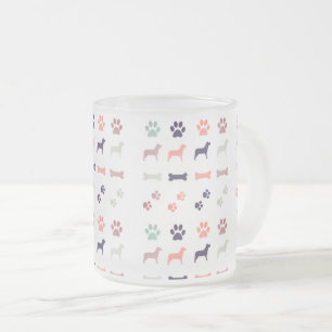 Caneca De Café Vidro Jateado Cães, Estampas e Ossos-Cães