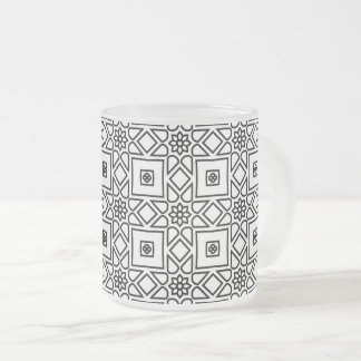 Caneca De Café Vidro Jateado Café com Padrão Geométrico de Azulejo Floral