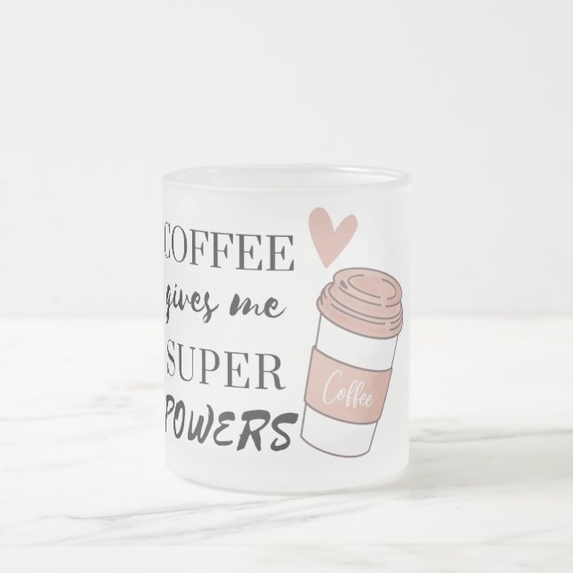 Caneca De Café Vidro Jateado Café me dá super poderes (Centro)