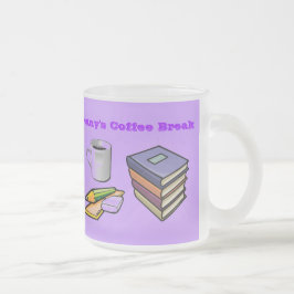 Caneca De Café Vidro Jateado Café Quebra e Livros Fosco Café Mug