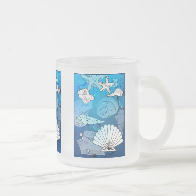 Caneca De Café Vidro Jateado Cama de Vidro Aqua Ocean (Direita)