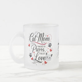 Caneca De Café Vidro Jateado Cama de vidro de Fosco Cat Mãe - Patas, Puros e Am