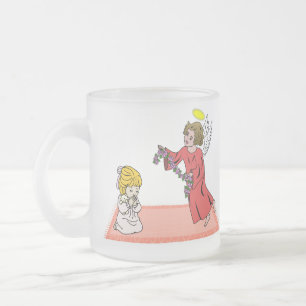Caneca De Café Vidro Jateado Cama de vidro de oração infantil