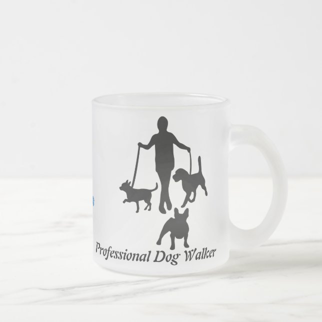 Caneca De Café Vidro Jateado Caminhante profissional do cão (Direita)