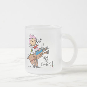 Caneca De Café Vidro Jateado Camisas e Presentes de Cowgirl em Bastão Montando