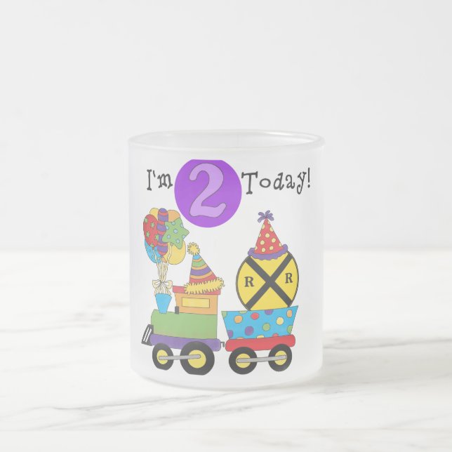 Caneca De Café Vidro Jateado Camisas e presentes de segundo aniversário de trem (Centro)