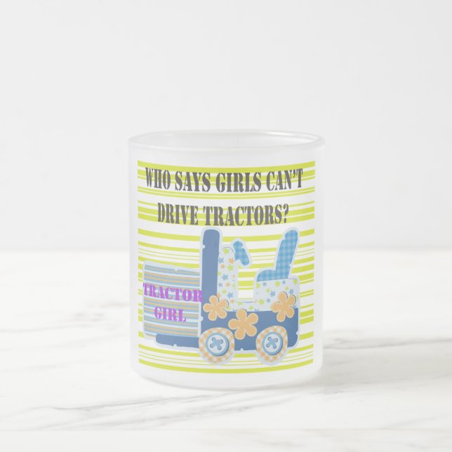 Caneca De Café Vidro Jateado Camiseta e presentes da menina do trator (Centro)