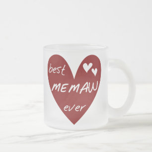 Caneca De Café Vidro Jateado Camiseta e presentes de Memaw do coração vermelho