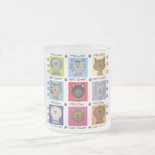 Caneca De Café Vidro Jateado Camiseta e presentes do amante do gato do Meow