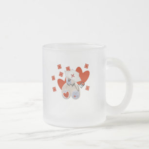 Caneca De Café Vidro Jateado Camiseta e presentes do amor da enfermeira do urso