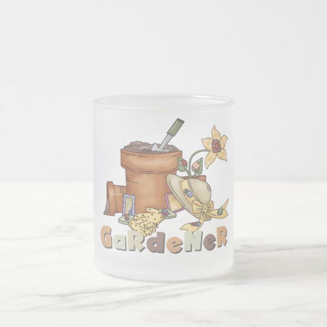 Caneca De Café Vidro Jateado Camiseta e presentes do jardineiro (Centro)