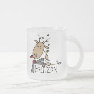 Caneca De Café Vidro Jateado Camiseta e presentes do Natal da rena de Blitzen