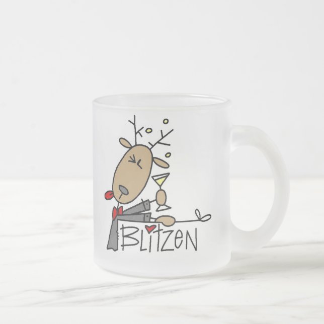 Caneca De Café Vidro Jateado Camiseta e presentes do Natal da rena de Blitzen (Direita)