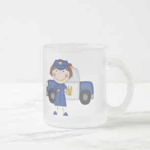 Caneca De Café Vidro Jateado Camiseta e presentes fêmeas do agente da polícia