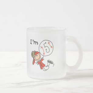 Caneca De Café Vidro Jateado Camisetas de beisebol de menino com 5 anos e prese