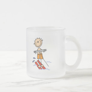 Caneca De Café Vidro Jateado Camisetas de Esqui Aquático com Bonecos Palito e p
