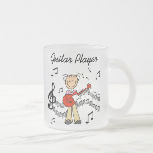 Caneca De Café Vidro Jateado Camisetas e Presentes da Tocadora de Guitarra Meni