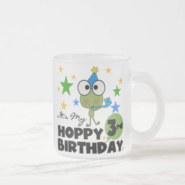Caneca De Café Vidro Jateado Camisetas e presentes de aniversário de 3 anos de  (Direita)