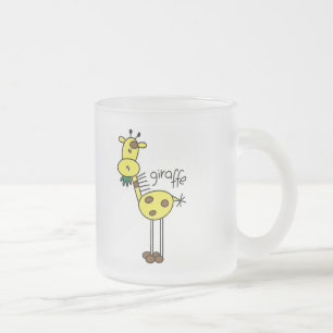 Caneca De Café Vidro Jateado Camisetas e Presentes de Girafa em Figuras Simples