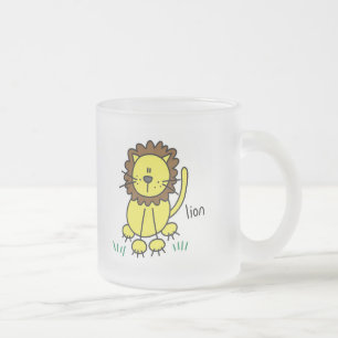 Caneca De Café Vidro Jateado Camisetas e Presentes de Leão em Figuras de Palito