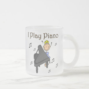 Caneca De Café Vidro Jateado Camisetas e Presentes Eu Tooco Piano