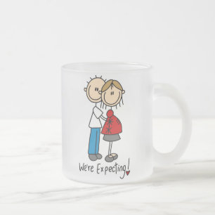 Caneca De Café Vidro Jateado Camisetas e Presentes para Casal Grávido
