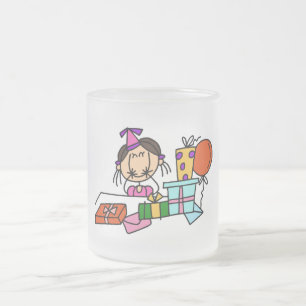 Caneca De Café Vidro Jateado Camisetas Menina de Cabelo Castanho Com Presentes